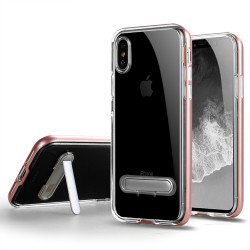 iPhone Xs Max Clear Armor Bumper Kickstand Case (Rose Gold)